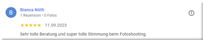 Sehr tolle Beratung und super tolle Stimmung beim Fotoshooting.